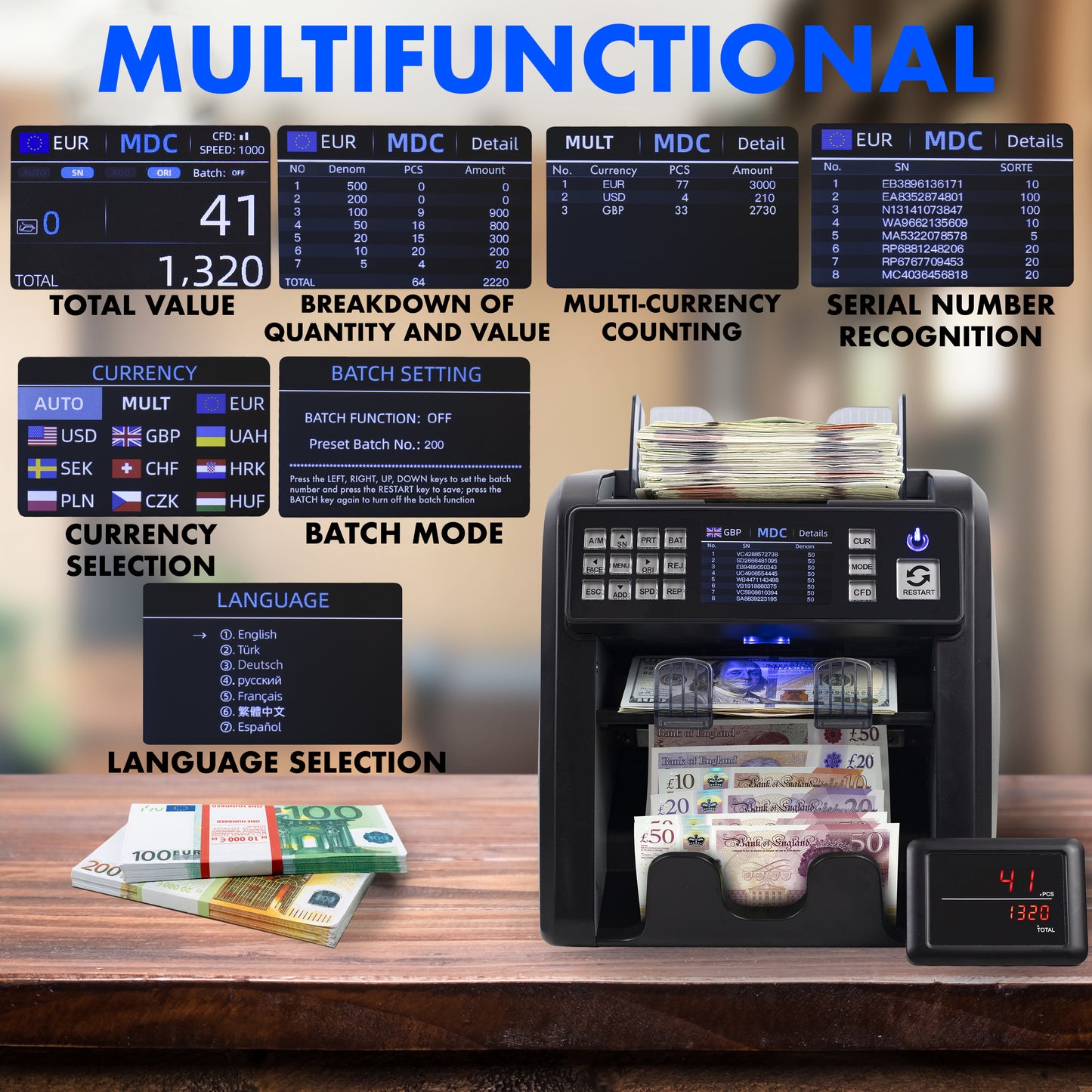 Jubula MV-600 Dual-Pocket Banknote Value Counter & Sorter